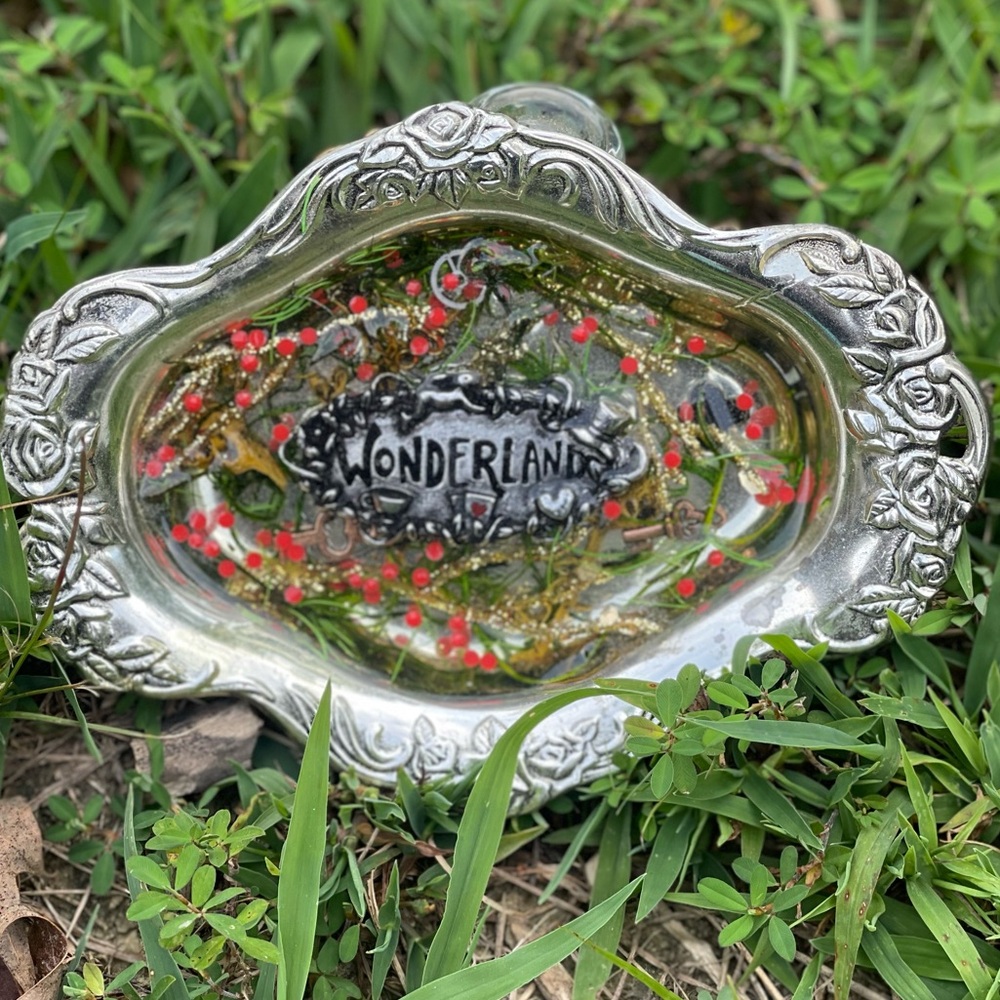 Wonderland Silver Decorative Tray OOAK